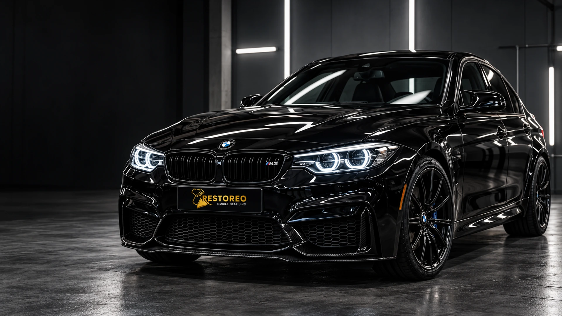 Black BMW with a polished finish